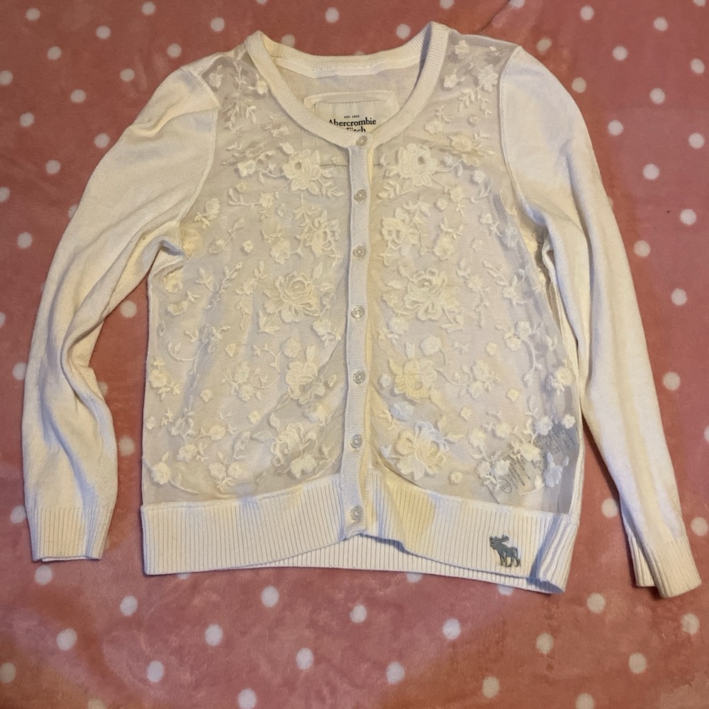 Abercrombie & Fitch White Lace Button-Up